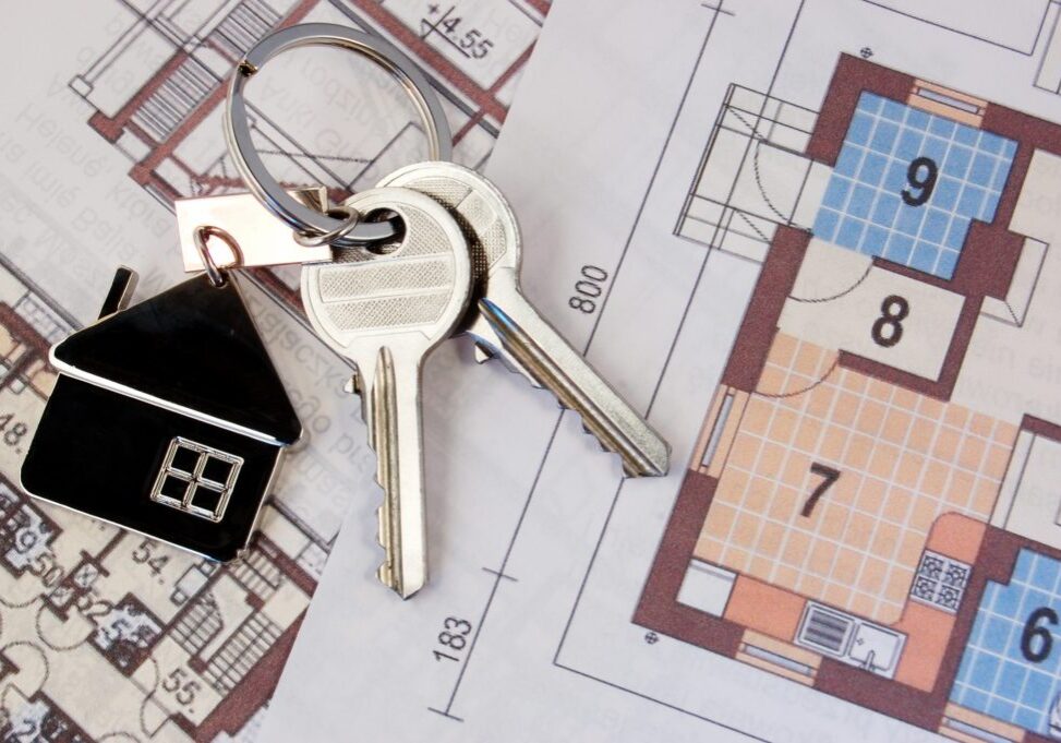 Keys with home on blueprints